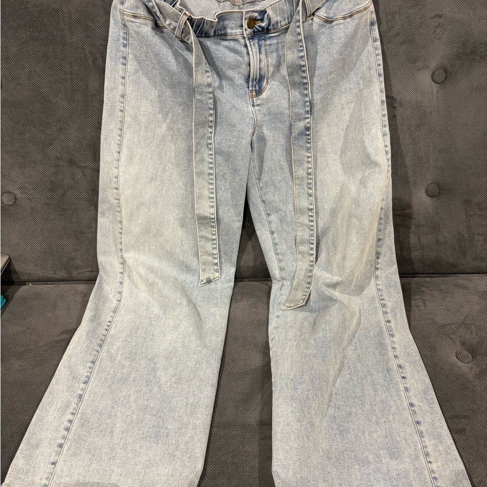 Chic Light Blue Flare Maternity Jeans for Women